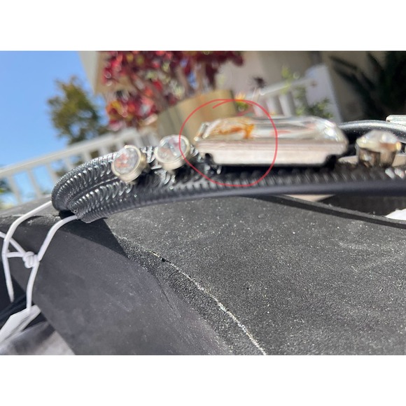 NOS Early 00’s Platform flip-flops BLACK w/ rhinestones 9 - Picture 5 of 6